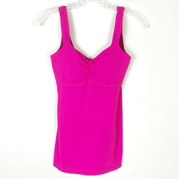 Lululemon Aria Tank Top II 4 Raspberry Hot Pink Power Luxtreme Shelf Bra Yoga - Picture 3 of 10